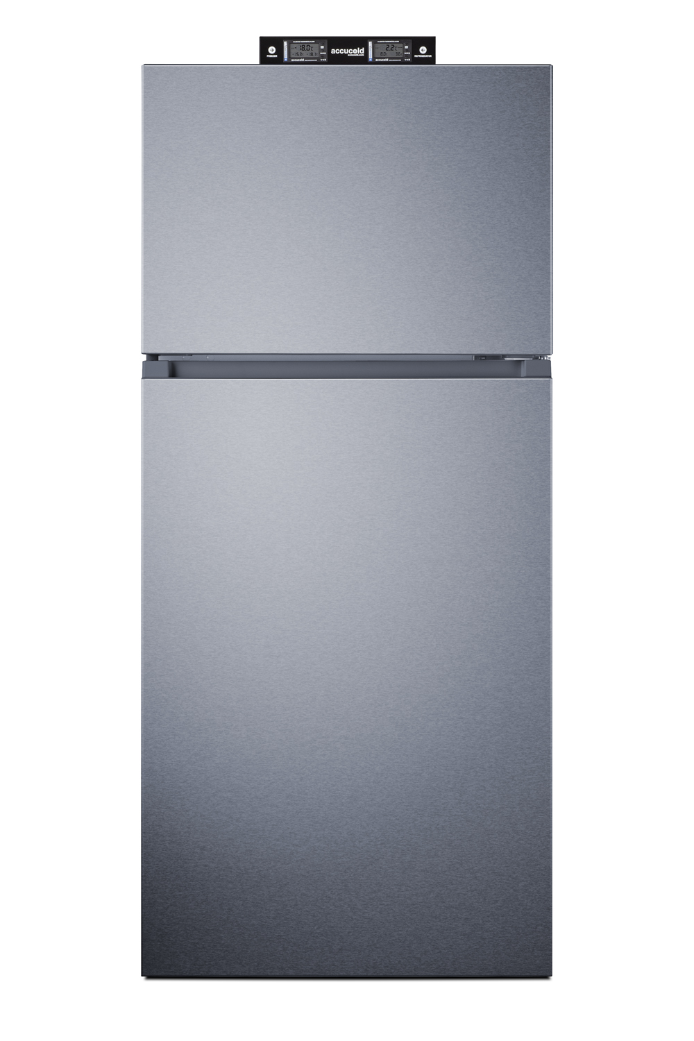 18 cu.ft. break room refrigerator-freezer in stainless steel with NIST calibrated alarm/thermometers